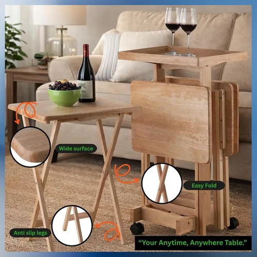 Vista 4 de Isabelle - Juego de mesa de aperitivos de 6 piezas, portátil, diseño elegante para sala de estar y dormitorio, plegable y ahorro de espacio