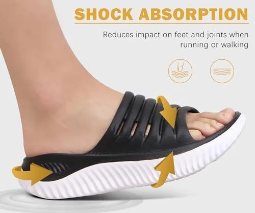 Vista 6 de KuaiLu - Sandalias de recuperación para mujer con cómodo apoyo para fascitis plantar, ortopédicas, con puntera abierta, amortiguación gruesa que