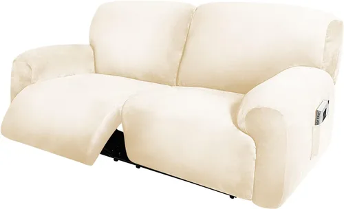 Vista 14 de ULTICOR Funda para sofá biplaza reclinable, extra ancha de 70 a 92 pulgadas, fundas de sofá reclinable elásticas de terciopelo de 6 piezas, funda