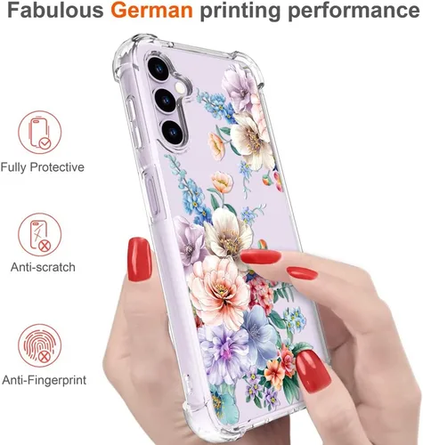 Vista 4 de Hungo Funda compatible con Samsung Galaxy S23 con diseño floral y bonito diseño transparente, femenino para mujeres y niñas, con hermoso clavel