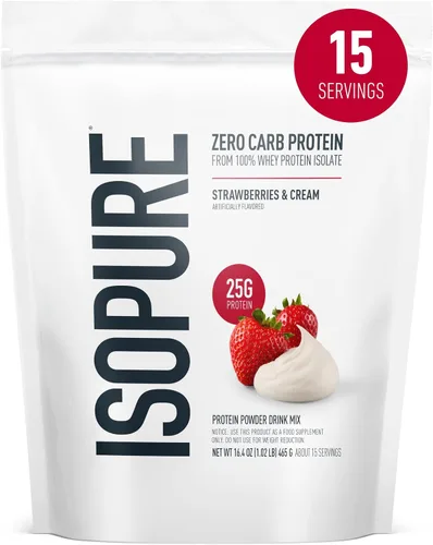 Vista 12 de Isopure Zero Carb 100% Proteína Pura de Suero Aislado en Polvo, Libre de Lactosa, Libre de Gluten, Con Vitaminas, Crema de Plátano, 25g de Proteína