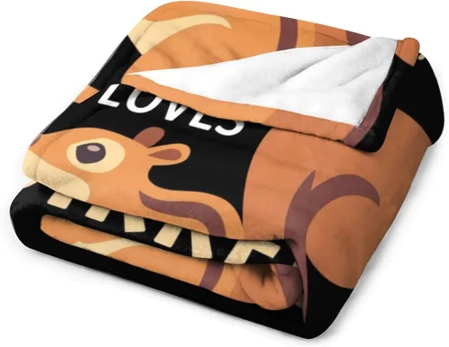 Vista 7 de Manta de ardilla para regalo, 30 x 40 pulgadas, bonita manta para niñas y niños, manta negra de felpa suave y mullida para sofá, oficina