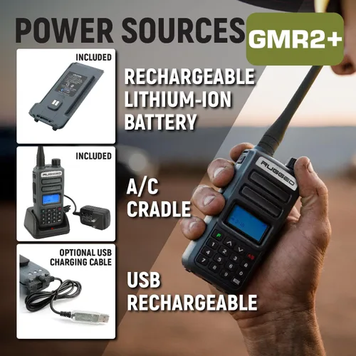 Vista 5 de Rugged Radios GMRS - Radio de mano bidireccional Walkie Talkie para senderismo, camping, aterrizaje todoterreno, cuenta con canales meteorológicos