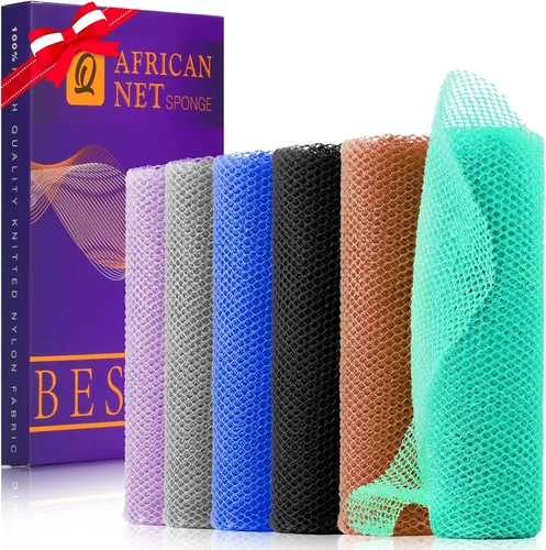 Vista 8 de UJFQBH African Net Sponge Authenti, exfoliante corporal para espalda y zonas de difícil acceso, exfoliante diario suave para limpieza profunda Gris