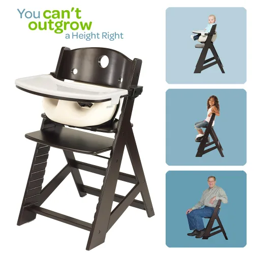 Vista 9 de Keekaroo Silla alta Height Right™ con inserto y bandeja para bebés, espresso/aguamarina (0051424KR-0001)