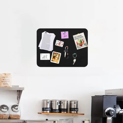 Vista 6 de Vuzvuv Barra de corcho negro de 16 x 12 pulgadas con 20 chinchetas, tiras autoadhesivas para tablón de anuncios que no dañan la pared, tablero