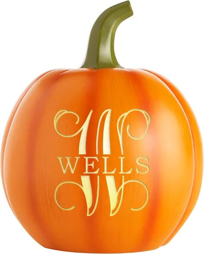 Vista 14 de Let's Make Memories - Calabaza personalizable con luz y apellido familiar e inicial para decoración otoñal de Halloween, para interiores y Naranja