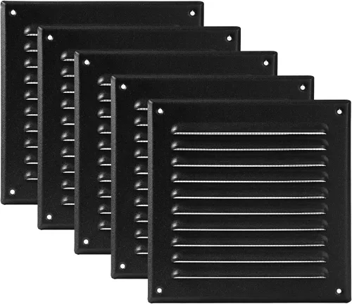 Vista 25 de Vent Systems - Cubierta de rejilla de ventilación de aire de alero rectangular de metal negro de 3 x 10 pulgadas (interior), deflector