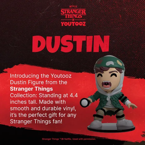 Vista 2 de Youtooz Stranger Things Dustin Figura de vinilo de 4.4 pulgadas, Dustin Henderson Stranger Things, vinilo coleccionable