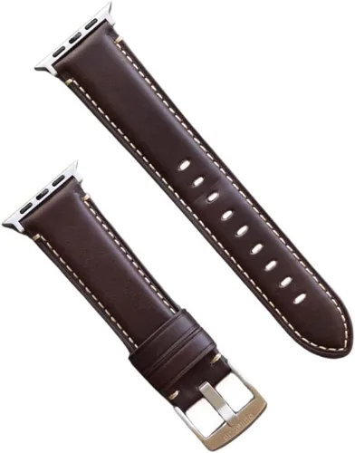 Vista 11 de Bullstrap Correa de reloj de cuero italiano de grano completo para hombre compatible con Apple Watch Series 1-8