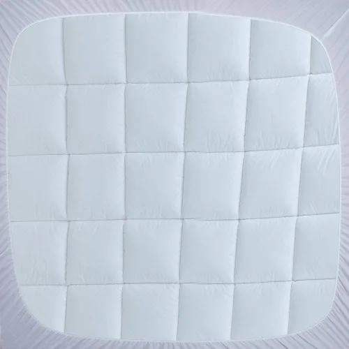 Vista 8 de WhatsBedding - Protector de colchón tamaño Cal-King a prueba de agua de algodón con relleno alternativo y acolchado