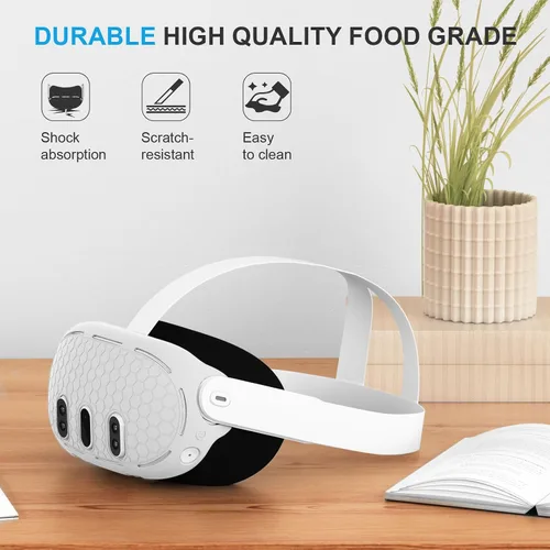Vista 5 de VR Shell Cover for Quest 3, Silicone Front Headset Protector Cover Compatible with Quest 3 Accessories (Gray)