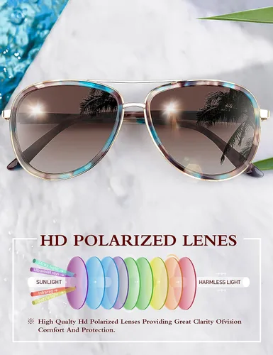 Vista 3 de BIRCEN Gafas de sol polarizadas para mujer con protección UV, persianas retro espejadas con marco de acetato BC2001