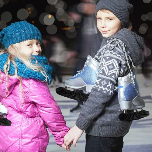 Vista 7 de Vinsot 2 pares de protectores de patinaje sobre hielo para hockey sobre hielo, cubiertas absorbentes para niños, accesorios de hockey, tela Oxford