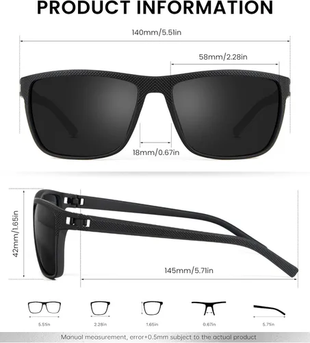Vista 3 de Gafas de sol polarizadas para hombre, gafas de sol clásicas para mujer, protección UV para pesca, conducción, golf