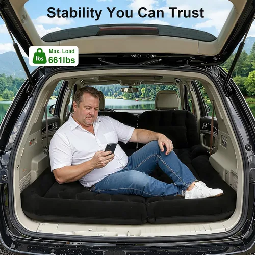 Vista 4 de Colchón de aire SUV, cama inflable para automóvil con 2 almohadas