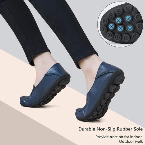 Vista 5 de Fudynmalc Mocasines para mujer, cómodos, deslizables, zapato de vestir, informal, de piel, para caminar al aire libre, conducir