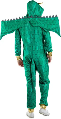 Vista 2 de Tipsy Elves Disfraz de dragón para hombre mono de monstruo mítico verde de Halloween