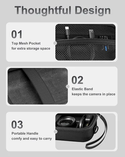 Vista 9 de ProCase Estuche rígido para cámara digital 4K para VJIANGER, JGIPL, Duluvulu - Negro Fits Zostuic, Oiadek, Lecnippy, NIKICAM Camera & Accessories