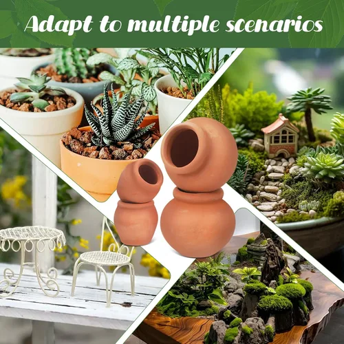 Vista 9 de Toddmomy Juego de 6 macetas de terracota para suculentas, pequeñas macetas de arcilla para plantas de jardinería en interiores y exteriores, plantas