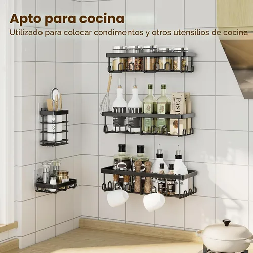 Vista 9 de YASONIC Shower Caddy Adhesive, Rustproof Shower Organizer, Wall Shower Rack Negro