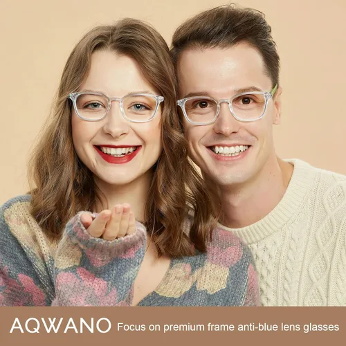 Vista 6 de AQWANO 4 Pack Computer Reading Glasses Blue Light Filter Clear Frames Readers Glasses for Men Women