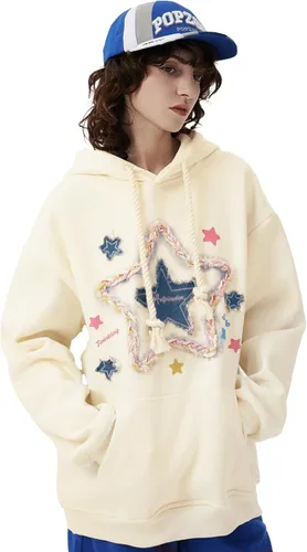 Vista 6 de Aelfric Eden Sudaderas con capucha de gran tamaño para mujer, con estampado de estrellas, de vellón, unisex, con bolsillo