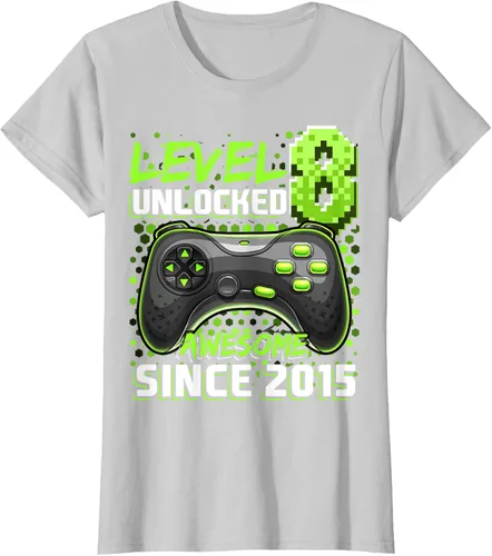 Vista 18 de Level 8 Unlocked Awesome 2015 Video Game 8th Birthday Boy T-Shirt, Negro