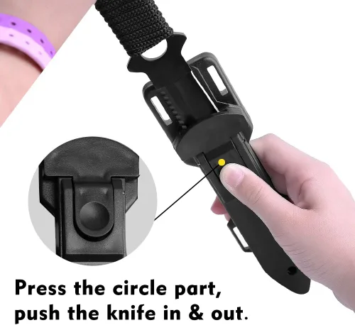 Vista 6 de Cuchillo de buceo punada - Cuchillo de buceo con funda, 2 tipos de fundas, 2 pares de correas para muslos y piernas, cuchillos premium negros