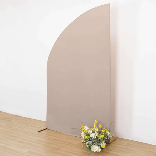 Vista 93 de Efavormart - Juego de 4 fundas de elastano beige para arco de media luna, fundas de telón de fondo Chiara de 2.5 pies a 7 pies para escenarios