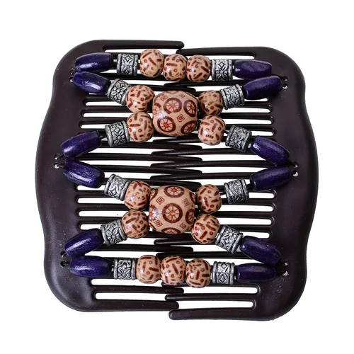 Vista 7 de LOVEF Peines mágicos para el cabello para mujer, con cuentas de madera, elásticos, de doble cara, clips para hacer moños, accesorios para el cabello