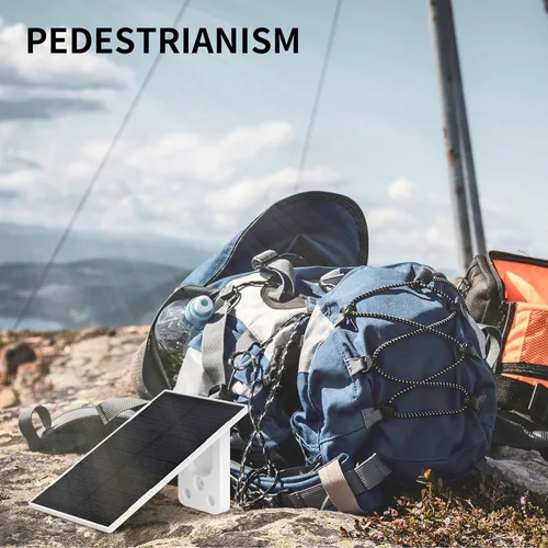 Vista 4 de Panel solar de 2 W, cargador solar de batería para teléfono móvil con puerto USB-C, cable de conector para iPhone, aplicación de emergencia al aire