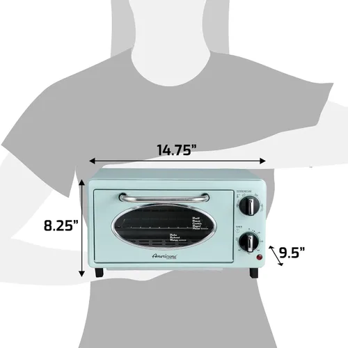 Vista 7 de Elite Gourmet de Maximatic Americana Collection ETO147M - Horno tostador retro de los años 50 para encimera estilo diner, para hornear y tostar, se