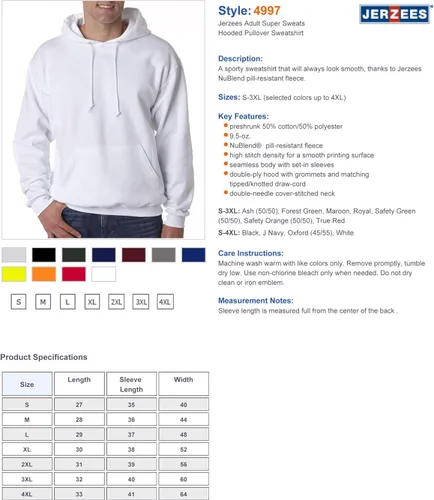 Vista 3 de Jerzees Super Sweats - Sudadera de forro polar con capucha para hombre