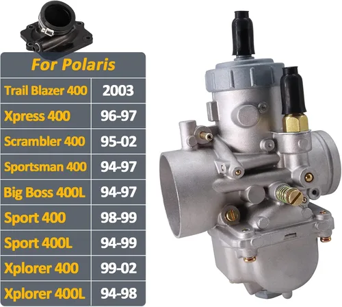 Vista 4 de Carburador y colector de admisión, para Polaris Xplorer Xpress Sport Sportsman Trail Blazer Scrambler 400, Big Boss Sport Xplorer 400L 2-Stroke Carb