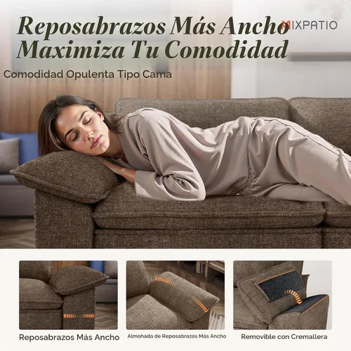 Vista 6 de MIXPATIO Sofá seccional modular en forma de L de 4 asientos de 124 pulgadas Topo