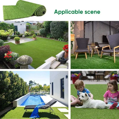 Vista 6 de Alfombra de césped artificial para mascotas, 8 x 14 pies, altura del pelo de 1.38 pulgadas, césped sintético de alta densidad, para interiores