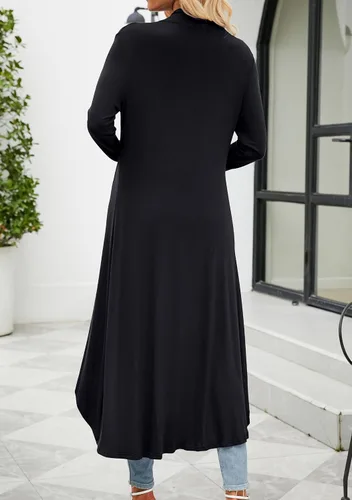 Vista 5 de Cárdigan de manga larga casual para mujer, largo y abierto por delante, ligero, con dobladillo asimétrico, drapeado (tallas S3XL)