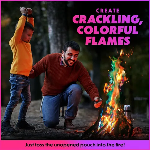 Vista 2 de Paquetes de Color de Fuego Magical Flames (Paquete de 5), Fuego Multicolor Vibrante para Hogarejos, Fogatas, Hogueras y Chimeneas - Accesorios