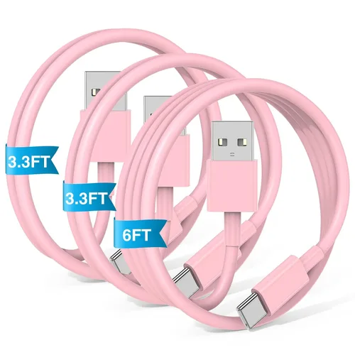 Vista 9 de Paquete de 3 cables negros [3.3 pies+3.3 pies + 6 pies] USB A a USB C, cable USB a USB C Carplay para iPhone 16 15 Pro Plus Pro Max, para iPad