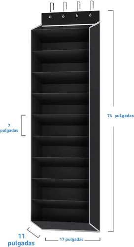 Vista 3 de REGELETO Organizador de zapatos de 10 niveles de gran tamaño para colocar sobre la puerta, zapatero colgante para puerta con bolsillos profundos, se