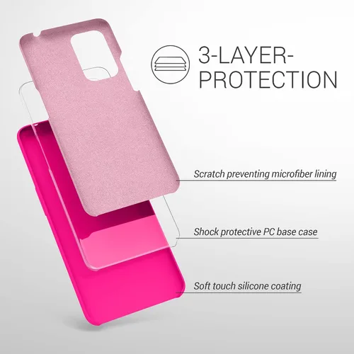 Vista 2 de kwmobile Funda compatible con OnePlus 9 (versión EU/NA) - Funda de silicona TPU con acabado suave - Rosa neón