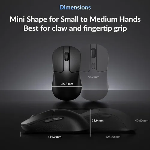 Vista 5 de Keychron M3 Mini 8K Ratón inalámbrico Bluetooth 5.3/2.4 GHz/Ratón óptico con cable, ultraligero de 55g programable con sensor PixArt 3950 hasta