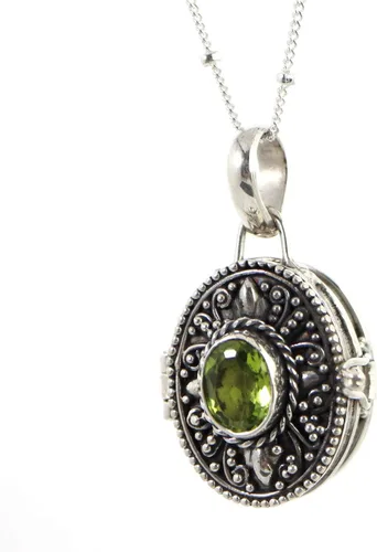 Vista 15 de Colgante de medallón ovalado de Bali de plata esterlina de 20 "collar de cadena JD125