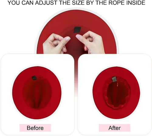 Vista 5 de Sombreros Fedora de ala ancha para mujeres y hombres, sombrero clásico de fieltro de Panamá para hombre, sombrero de vestir de dos tonos con hebilla