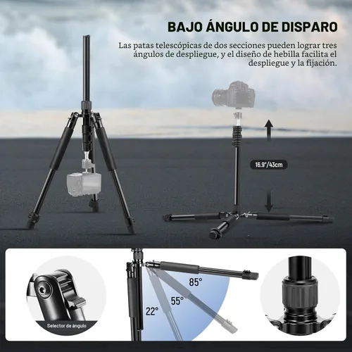Vista 6 de NEEWER Trípode para Luz de Fotografía, 47-195cm/1.5-6.4ft de Aluminio Trípode de Iluminación de Estudio Reversible, Trípode Portátil para Video