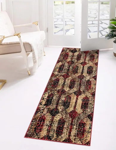 Vista 14 de Unique Loom Saturn Collection - Astra (Runner 2 pies 2 pulgadas x 5 pies 0 pulgadas, beige crema/negro)
