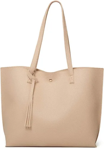 Vista 23 de Dreubea - Bolsa de hombro y de mano de piel sintética suave para mujer, con borla, de gran capacidad