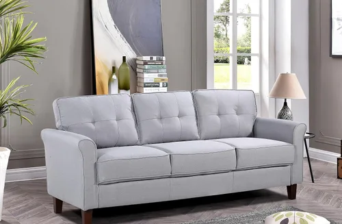 Vista 4 de Container Furniture Direct Kouchouk - Muebles de sala de estar de terciopelo cómodos de tres plazas, sofá moderno de mediados de siglo, sofá biplaza