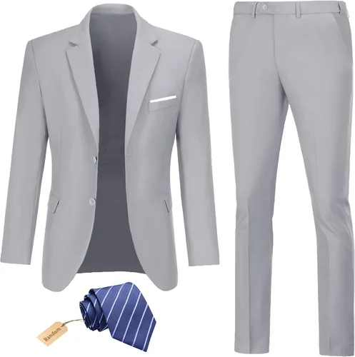 Vista 2 de Traje de hombre de 2 piezas para novio, esmoquin para padrinos de boda, blazer de graduación, trajes ajustados, con dos botones, chaqueta de boda